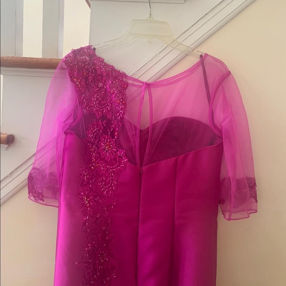 Hot Pink Fériani Couture Gown with Beautiful Lace and Beading - Picture 6 of 11